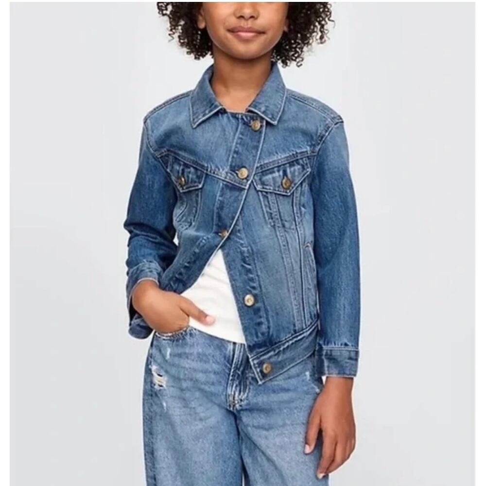 Gap X Cult Gaia Kids Girls 
asymmetrical Denim Jacket Size L( 10 )